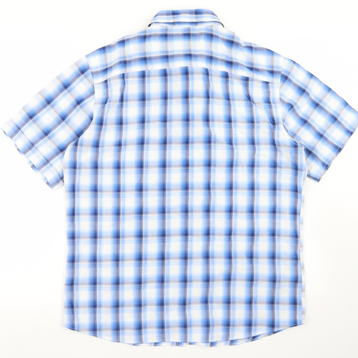 Marks and Spencer Mens Blue Plaid Modal  Button-Up Size M Collared Button