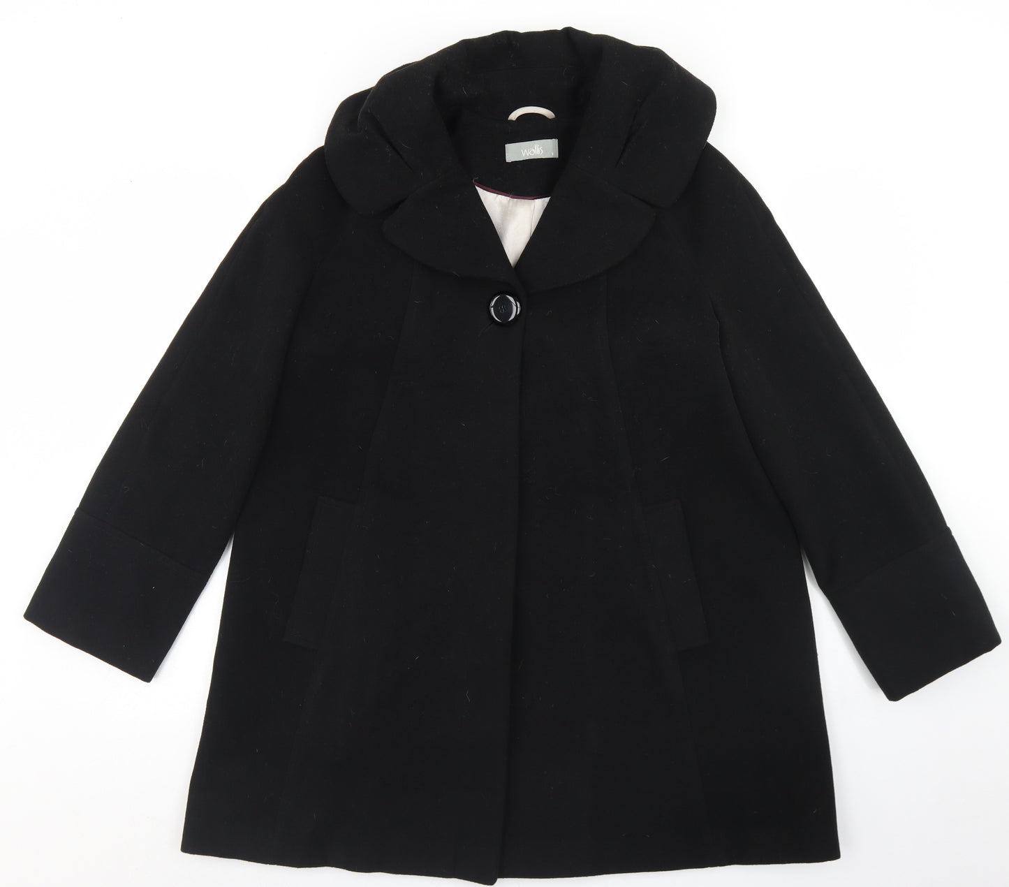 Wallis Womens Black   Overcoat Coat Size S  Button