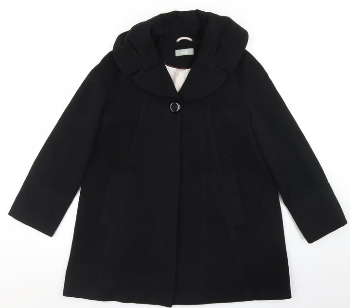Wallis Womens Black   Overcoat Coat Size S  Button