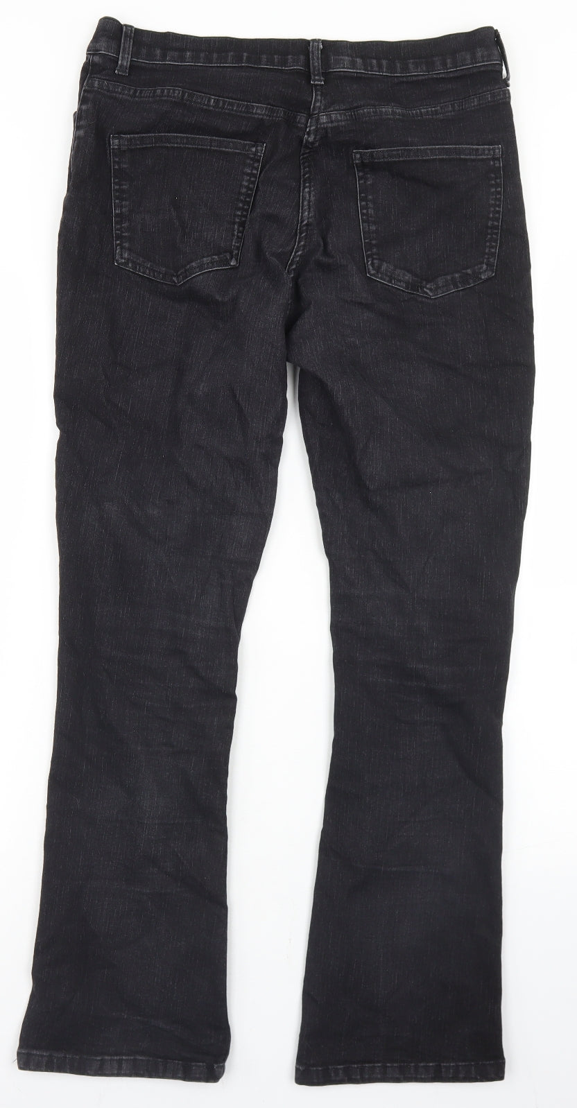 Debenhams Womens Black  Cotton Bootcut Jeans Size 12 L28 in Regular Button