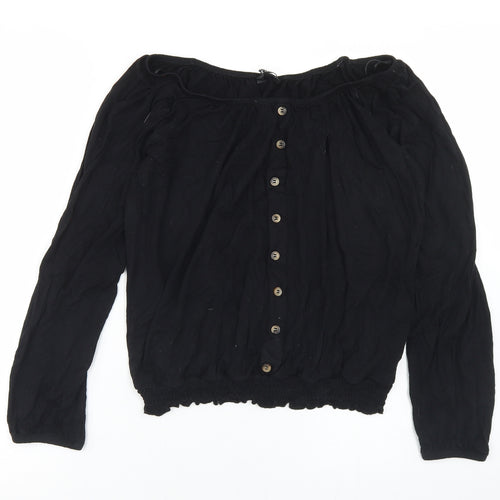 Peacocks Womens Black  Viscose Basic Blouse Size 12 Off the Shoulder
