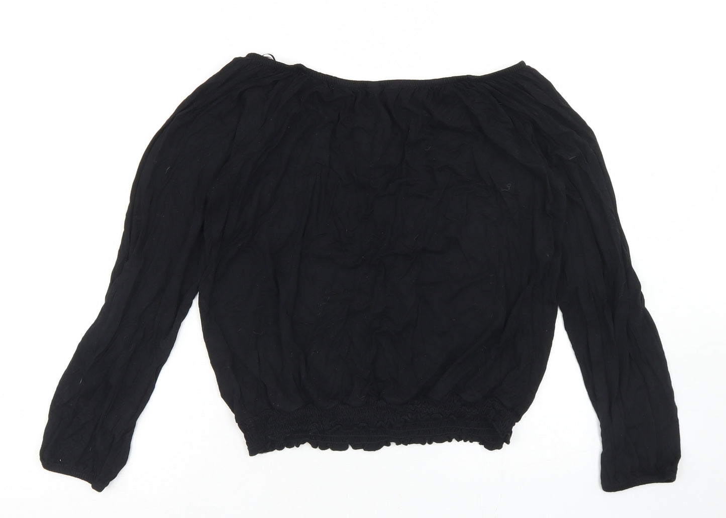Peacocks Womens Black  Viscose Basic Blouse Size 12 Off the Shoulder