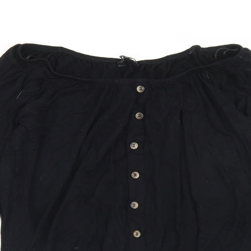 Peacocks Womens Black  Viscose Basic Blouse Size 12 Off the Shoulder