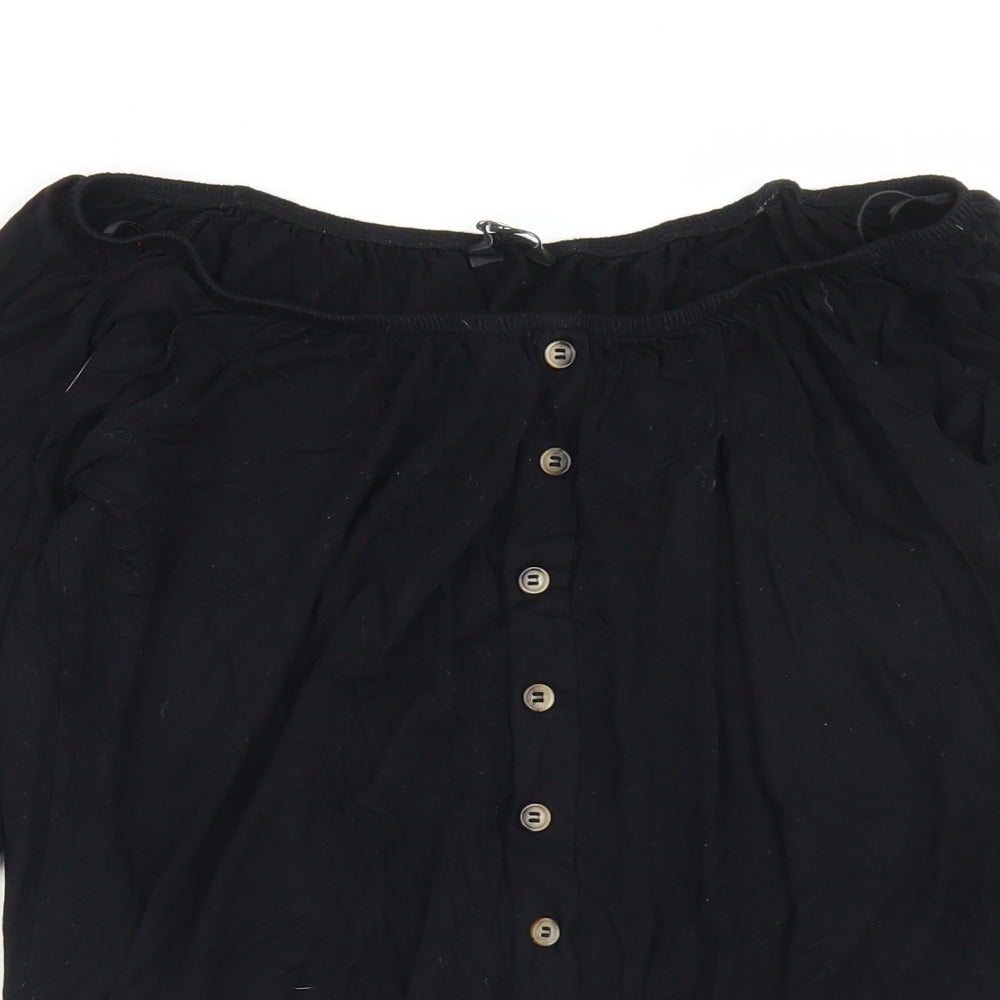 Peacocks Womens Black  Viscose Basic Blouse Size 12 Off the Shoulder