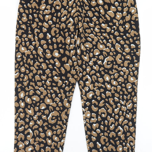 Primark Womens Black Animal Print Polyester Dress Pants Trousers Size 8 L27 in Regular