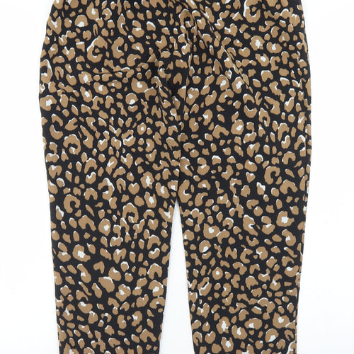 Primark Womens Black Animal Print Polyester Dress Pants Trousers Size 8 L27 in Regular