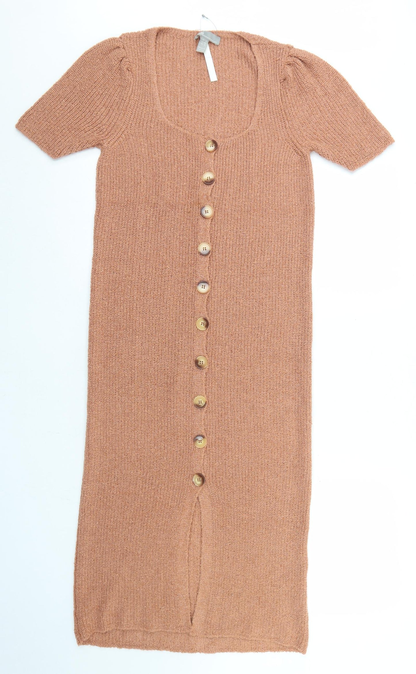 ASOS Womens Brown  Acrylic Bodycon  Size 8  Scoop Neck Button