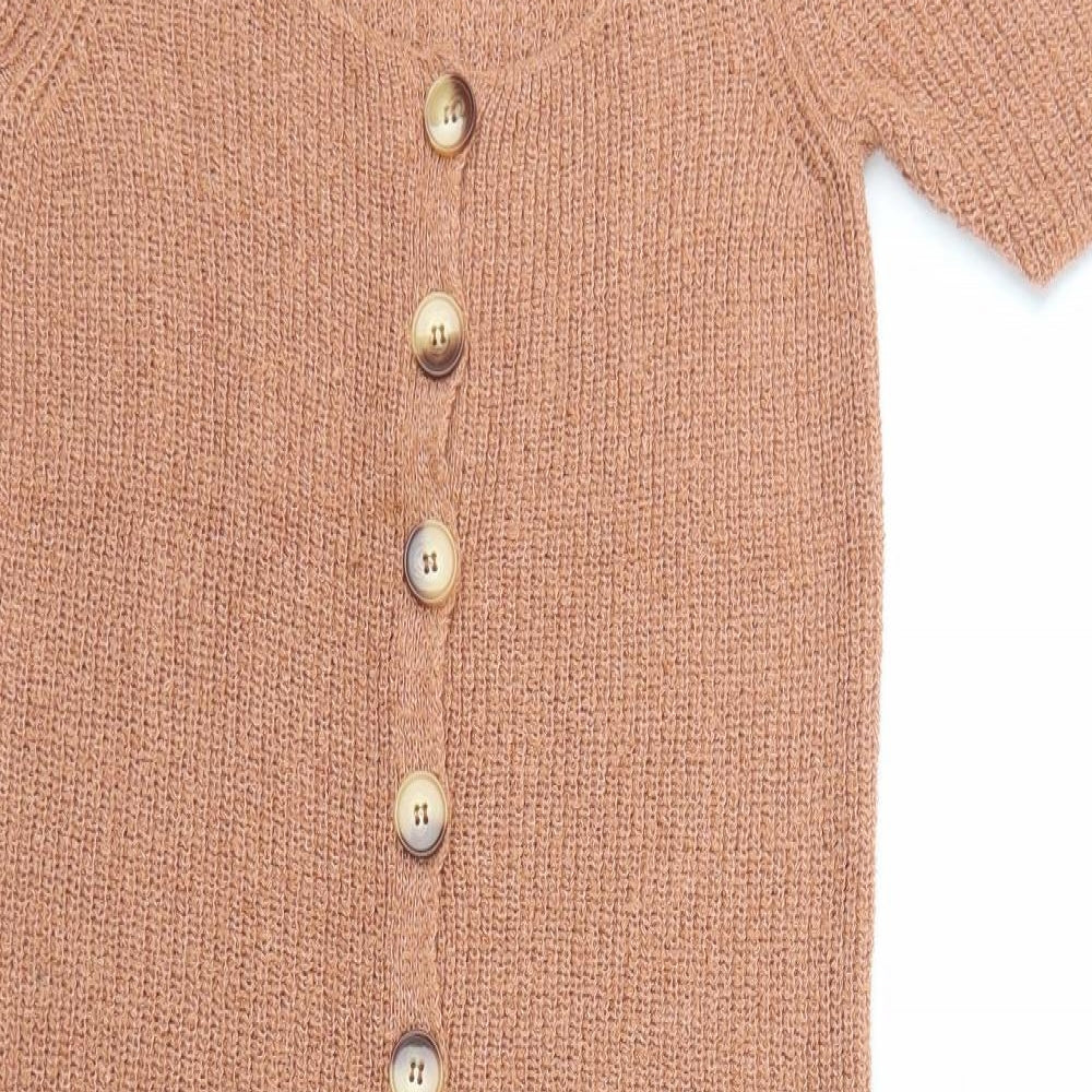 ASOS Womens Brown  Acrylic Bodycon  Size 8  Scoop Neck Button
