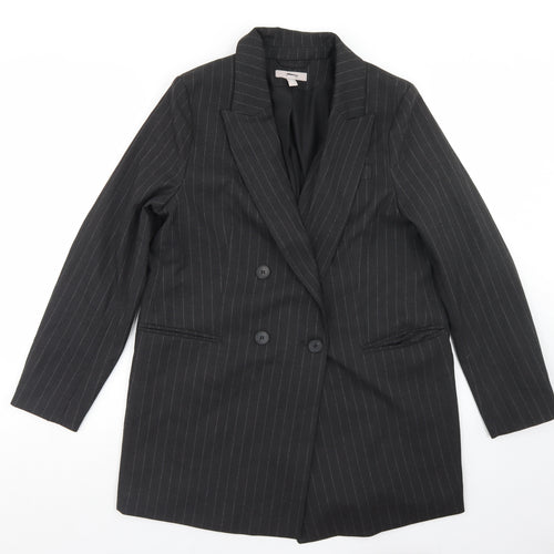 H&M Mens Grey Striped Polyester Jacket Blazer Size M