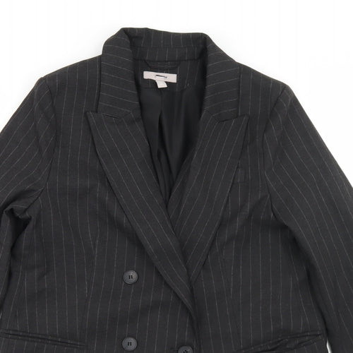H&M Mens Grey Striped Polyester Jacket Blazer Size M