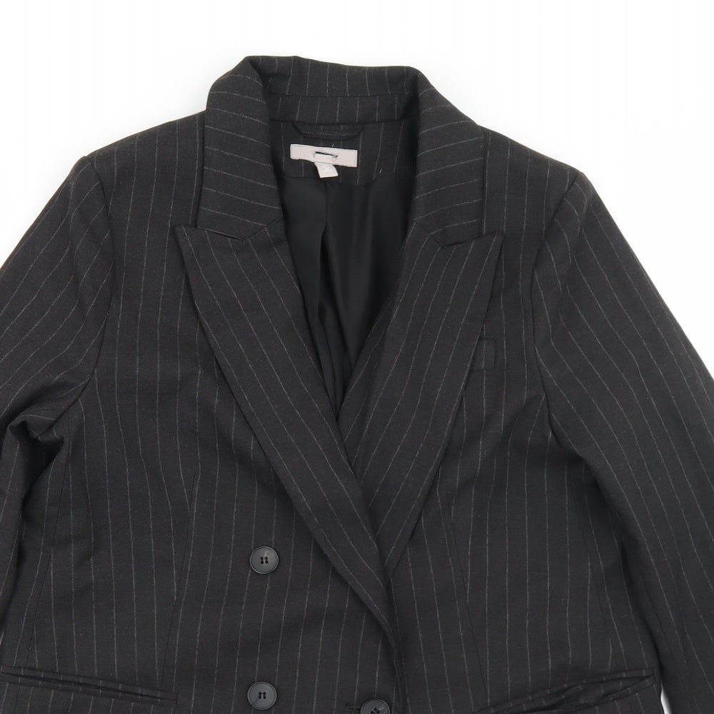 H&M Mens Grey Striped Polyester Jacket Blazer Size M