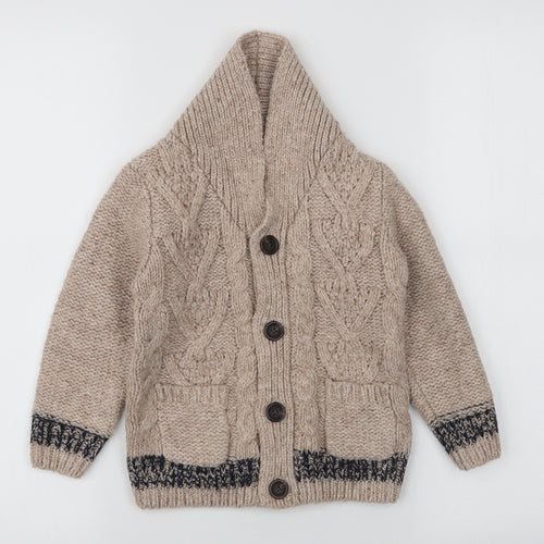 George Boys Beige V-Neck  Polyester Cardigan Jumper Size 2-3 Years  Button