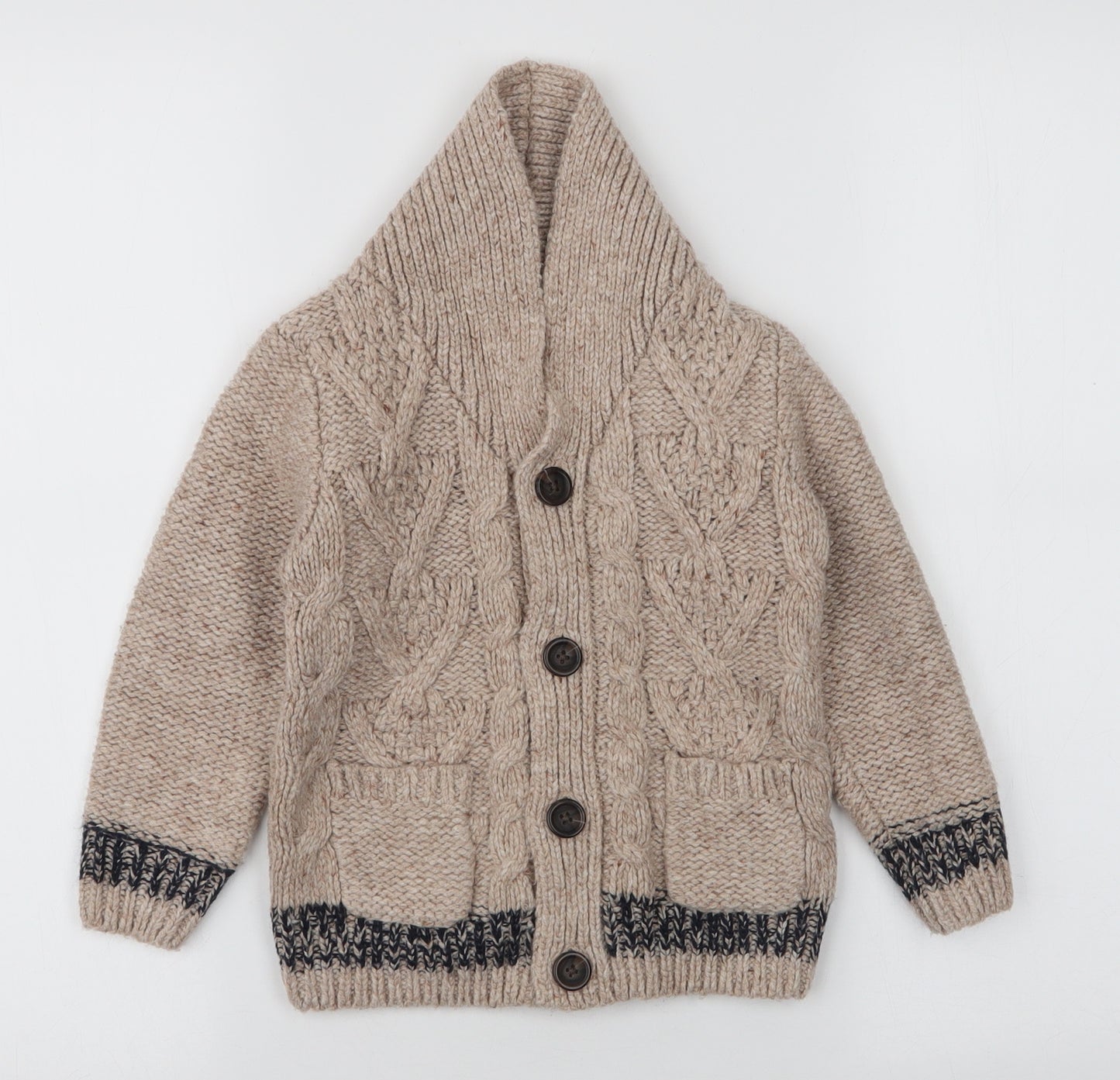 George Boys Beige V-Neck  Polyester Cardigan Jumper Size 2-3 Years  Button