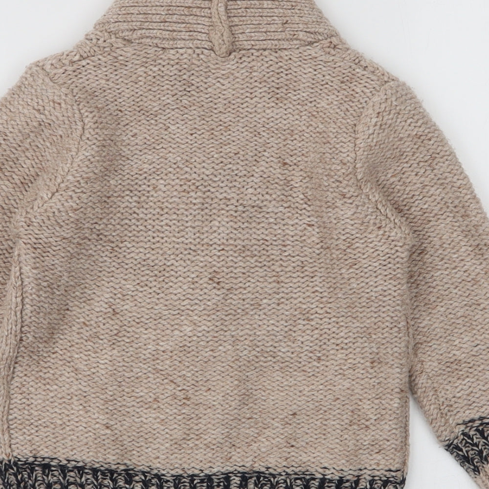George Boys Beige V-Neck  Polyester Cardigan Jumper Size 2-3 Years  Button