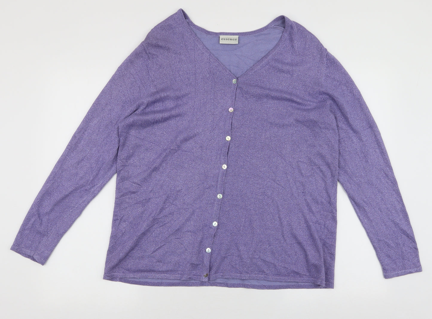 essence Womens Purple V-Neck  Viscose Cardigan Jumper Size 18