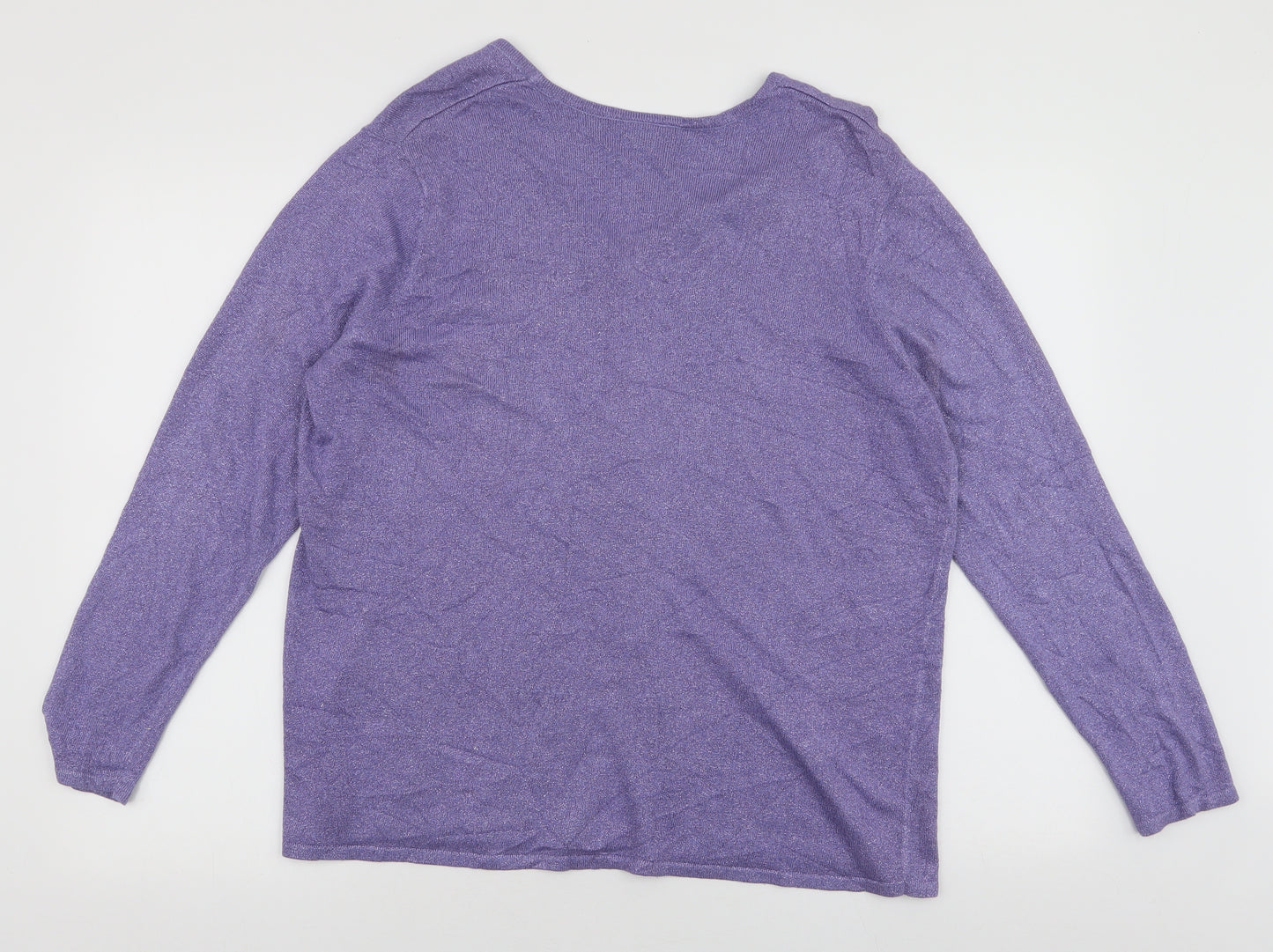 essence Womens Purple V-Neck  Viscose Cardigan Jumper Size 18