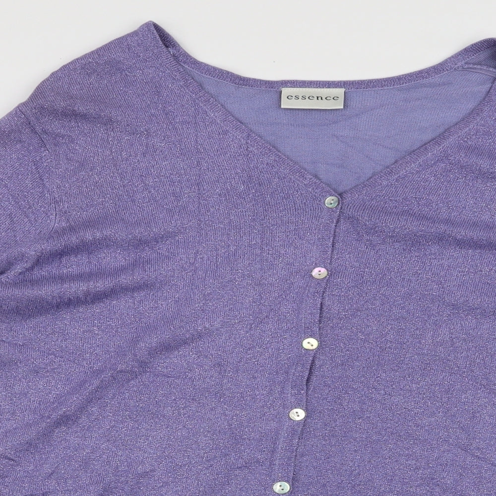 essence Womens Purple V-Neck  Viscose Cardigan Jumper Size 18