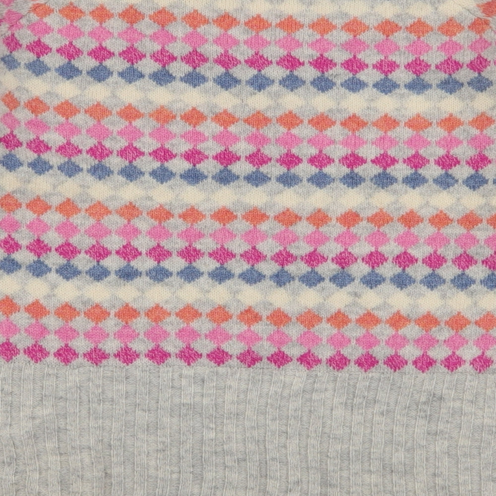 Marks and Spencer Womens Multicoloured V-Neck Geometric Wool Pullover Jumper Size M