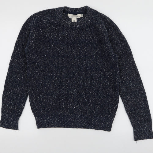 L.O.G.G Mens Blue High Neck  Cotton Pullover Jumper Size M