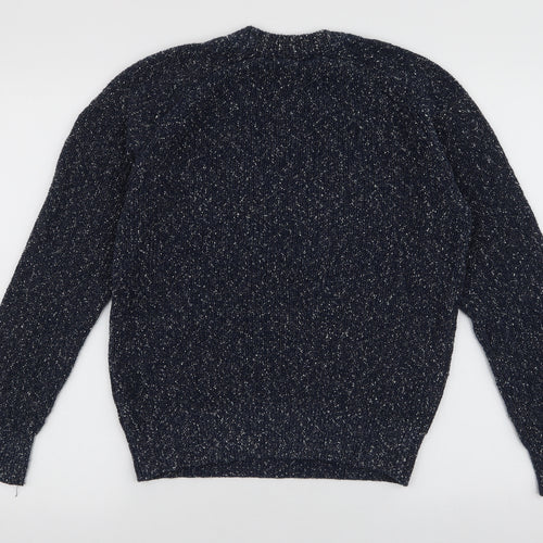 L.O.G.G Mens Blue High Neck  Cotton Pullover Jumper Size M