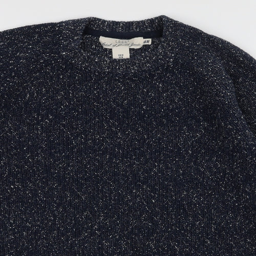 L.O.G.G Mens Blue High Neck  Cotton Pullover Jumper Size M