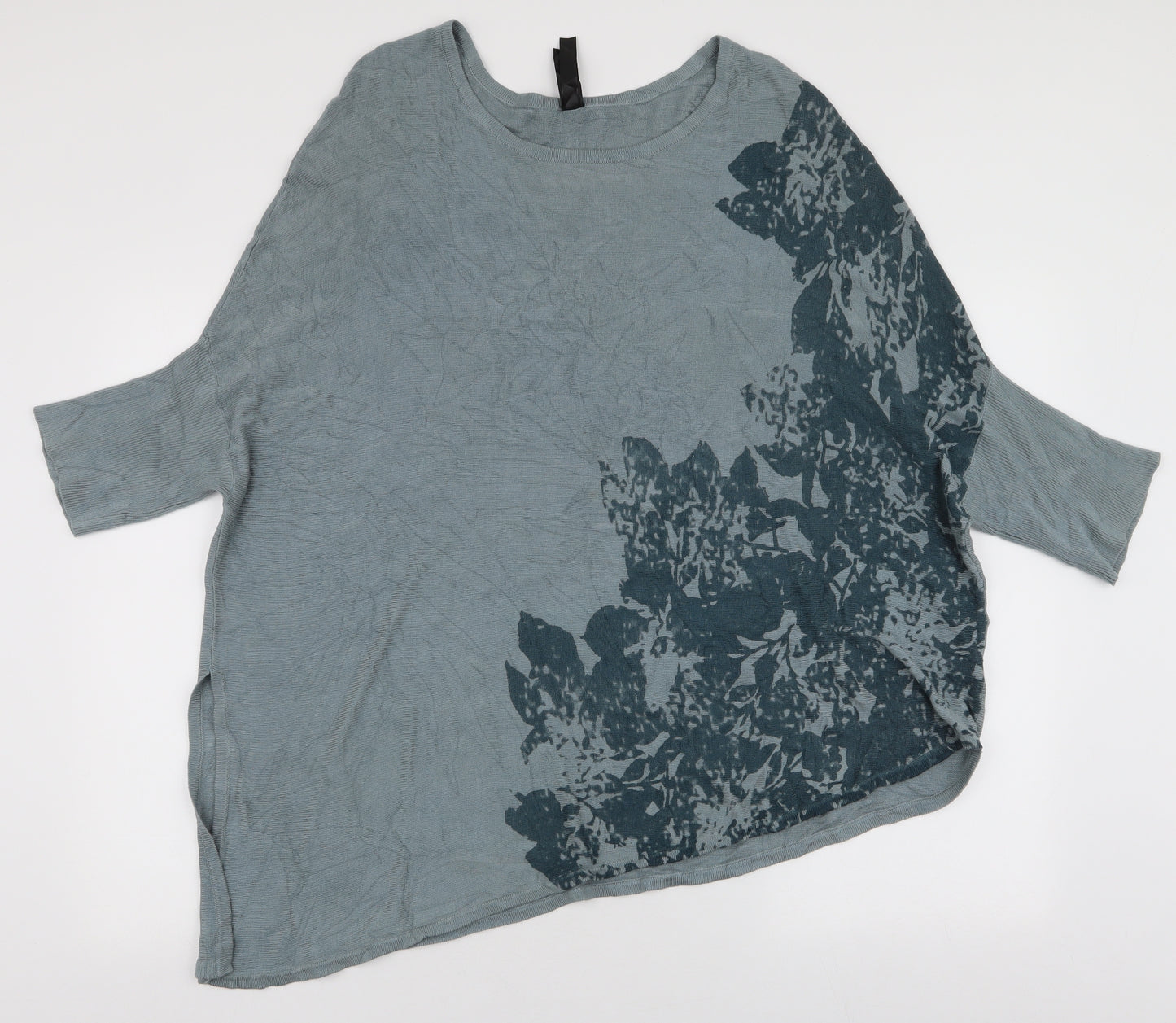 MarlaWynne Womens Blue Round Neck Floral Viscose Pullover Jumper Size L