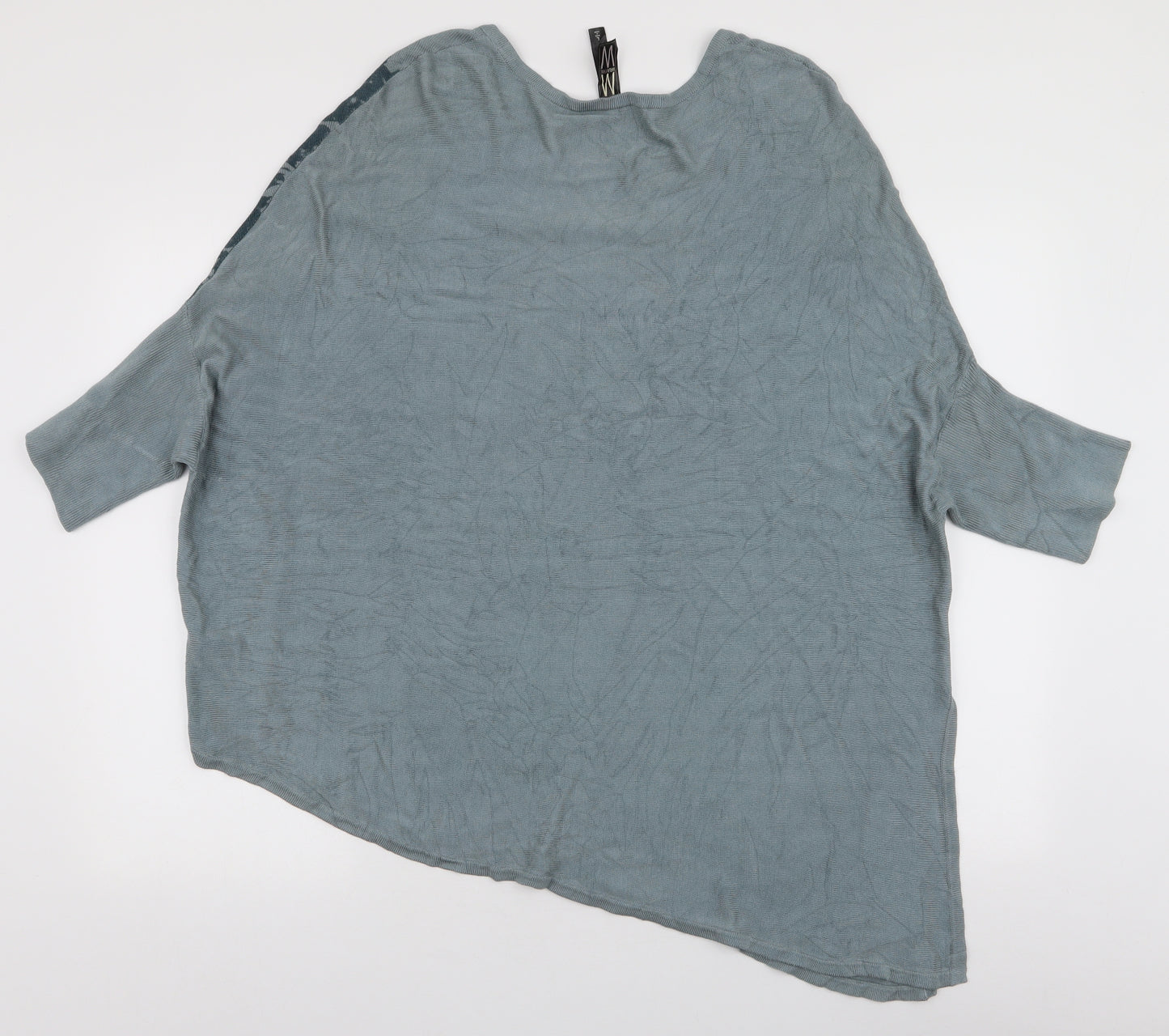 MarlaWynne Womens Blue Round Neck Floral Viscose Pullover Jumper Size L