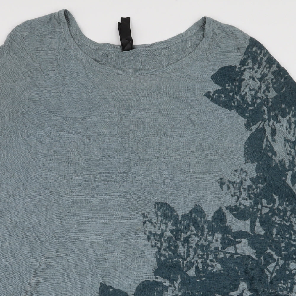 MarlaWynne Womens Blue Round Neck Floral Viscose Pullover Jumper Size L