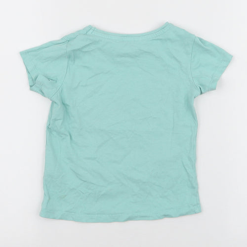 Pep & Co Girls Blue  100% Cotton Jersey T-Shirt Size 2-3 Years Round Neck Pullover - Rabbits