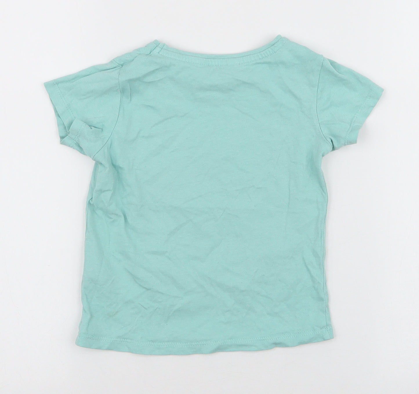 Pep & Co Girls Blue  100% Cotton Jersey T-Shirt Size 2-3 Years Round Neck Pullover - Rabbits