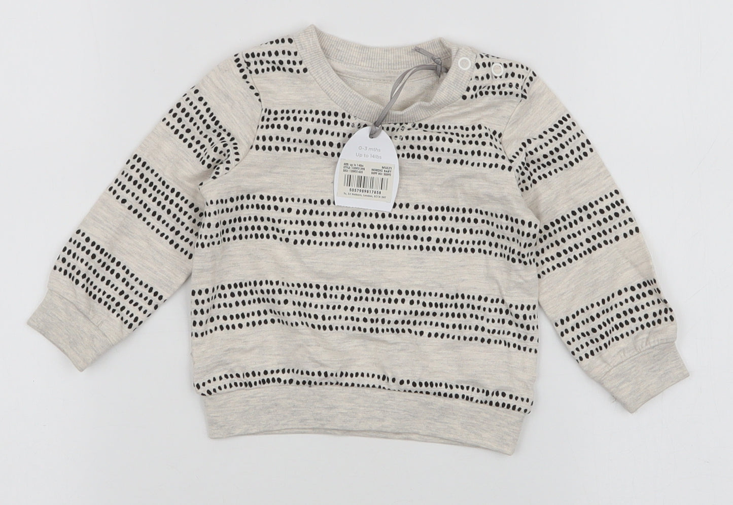 TU Baby Beige Spotted Cotton Pullover Jumper Size 0-3 Months  Snap