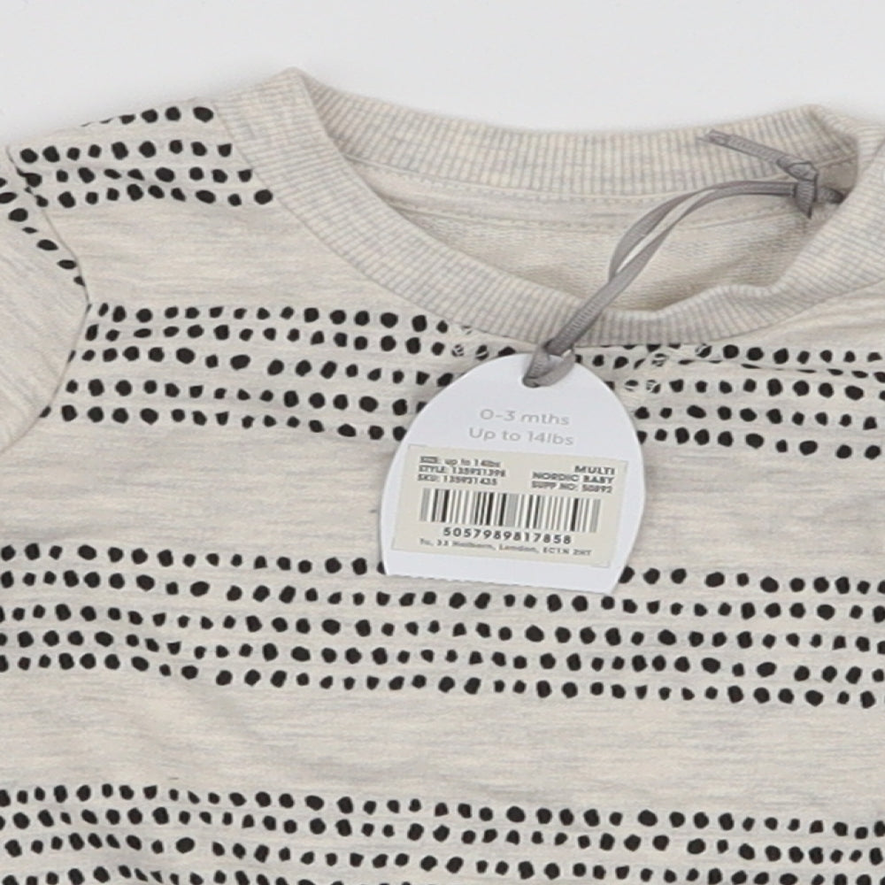 TU Baby Beige Spotted Cotton Pullover Jumper Size 0-3 Months  Snap