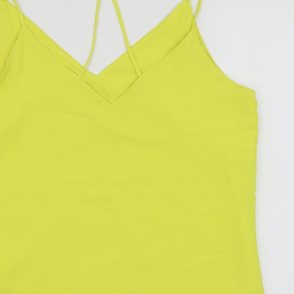 F&F Womens Yellow  Polyester Camisole Tank Size 14 V-Neck