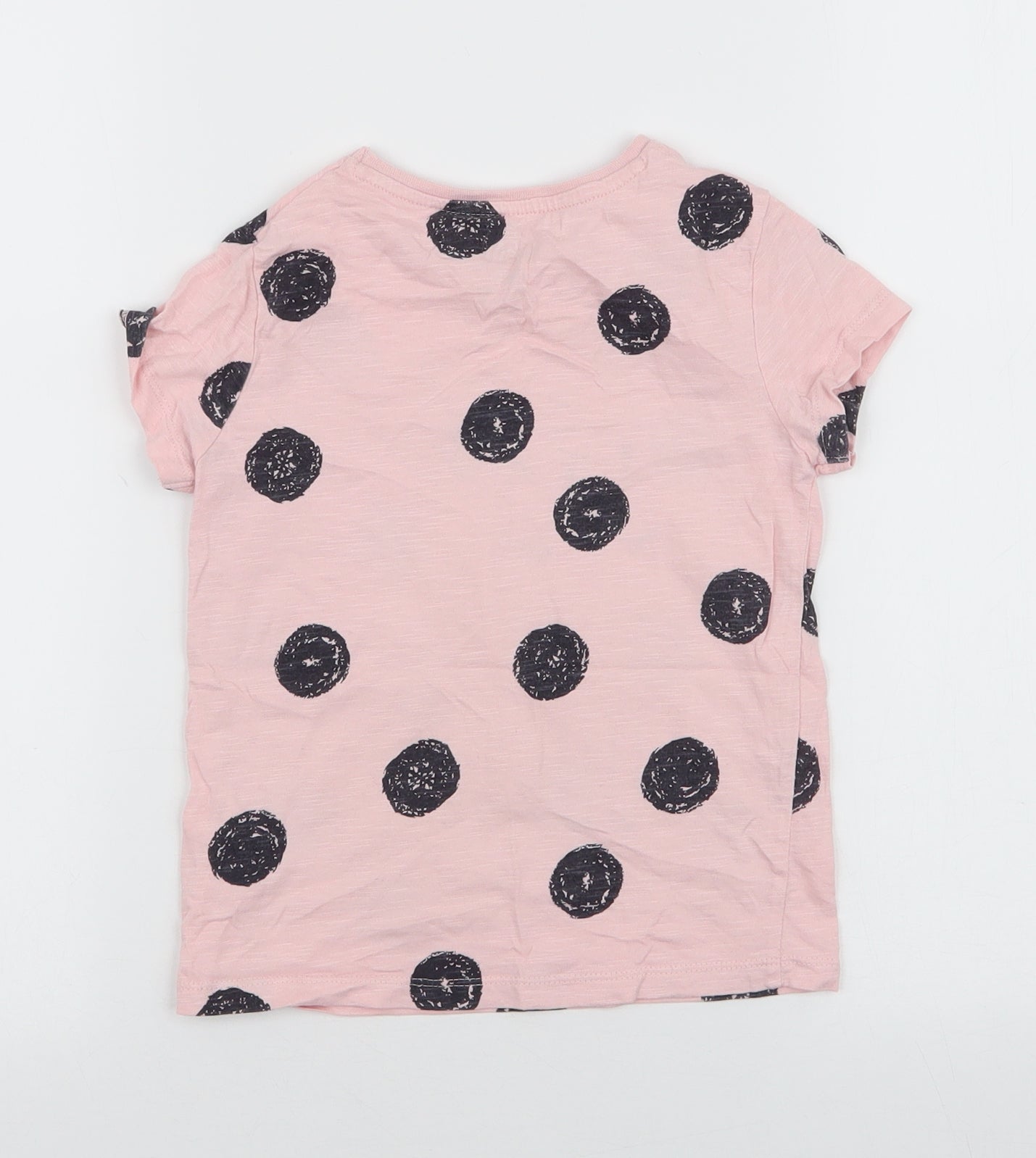 F&F Girls Pink Spotted 100% Cotton Jersey T-Shirt Size 4-5 Years Round Neck Pullover - Unicorn