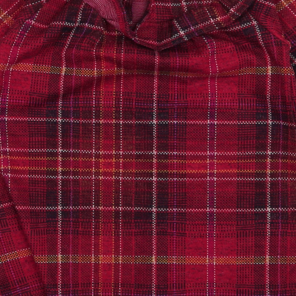 NEXT Girls Red Plaid Polyester A-Line  Size 3-4 Years  Round Neck Button