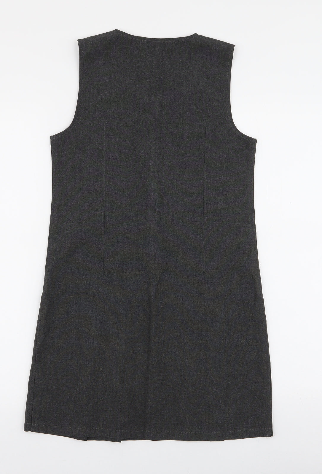 Marks and Spencer Girls Grey  Polyester Pinafore/Dungaree Dress  Size 9-10 Years  Round Neck Zip - School Dress