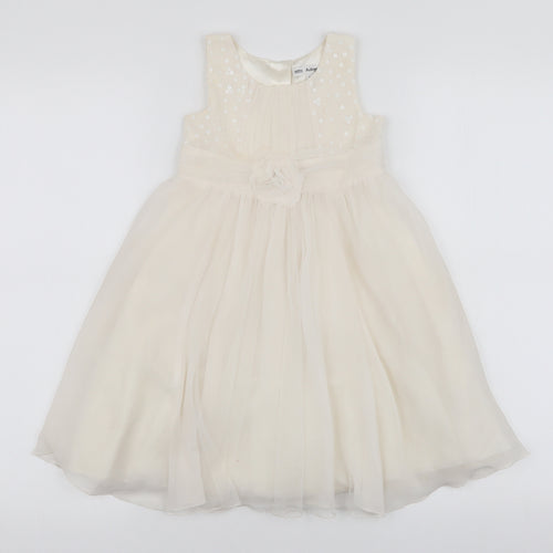 Marks and Spencer Girls Ivory  Polyester Tutu Dress  Size 2-3 Years  Round Neck Button