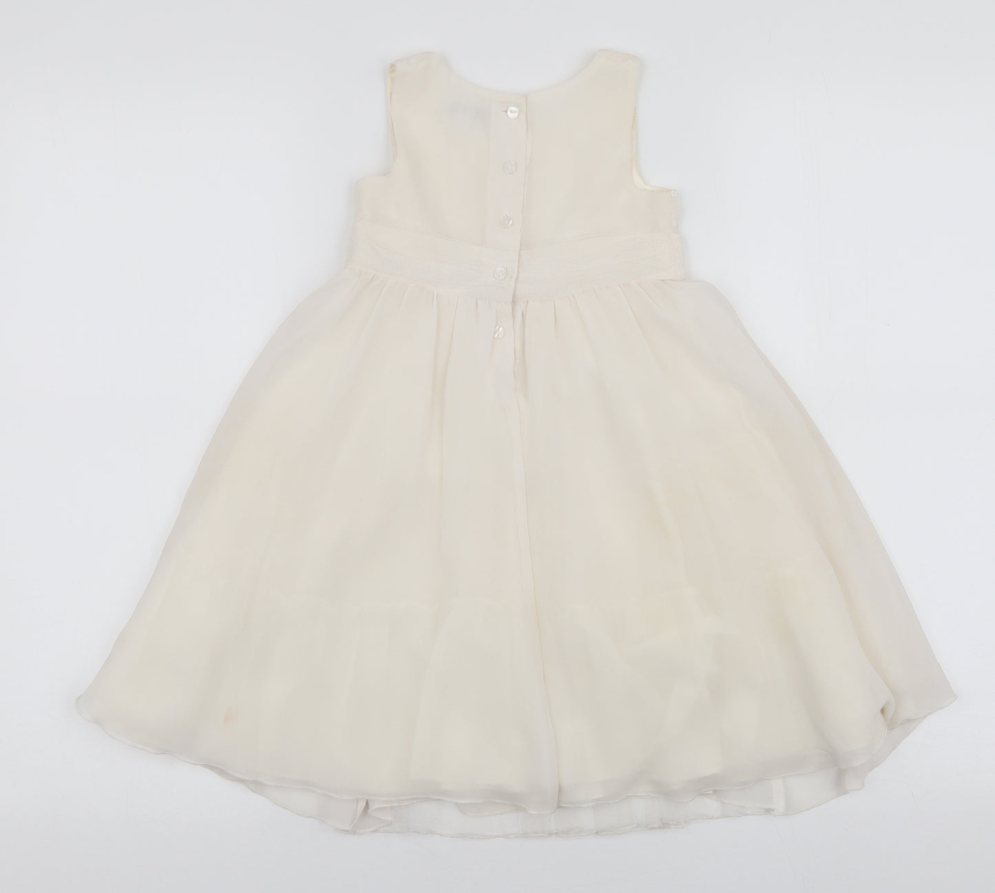Marks and Spencer Girls Ivory  Polyester Tutu Dress  Size 2-3 Years  Round Neck Button