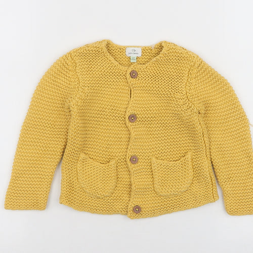 John Lewis  Baby Yellow  100% Cotton Cardigan Jumper Size 6-9 Months  Button