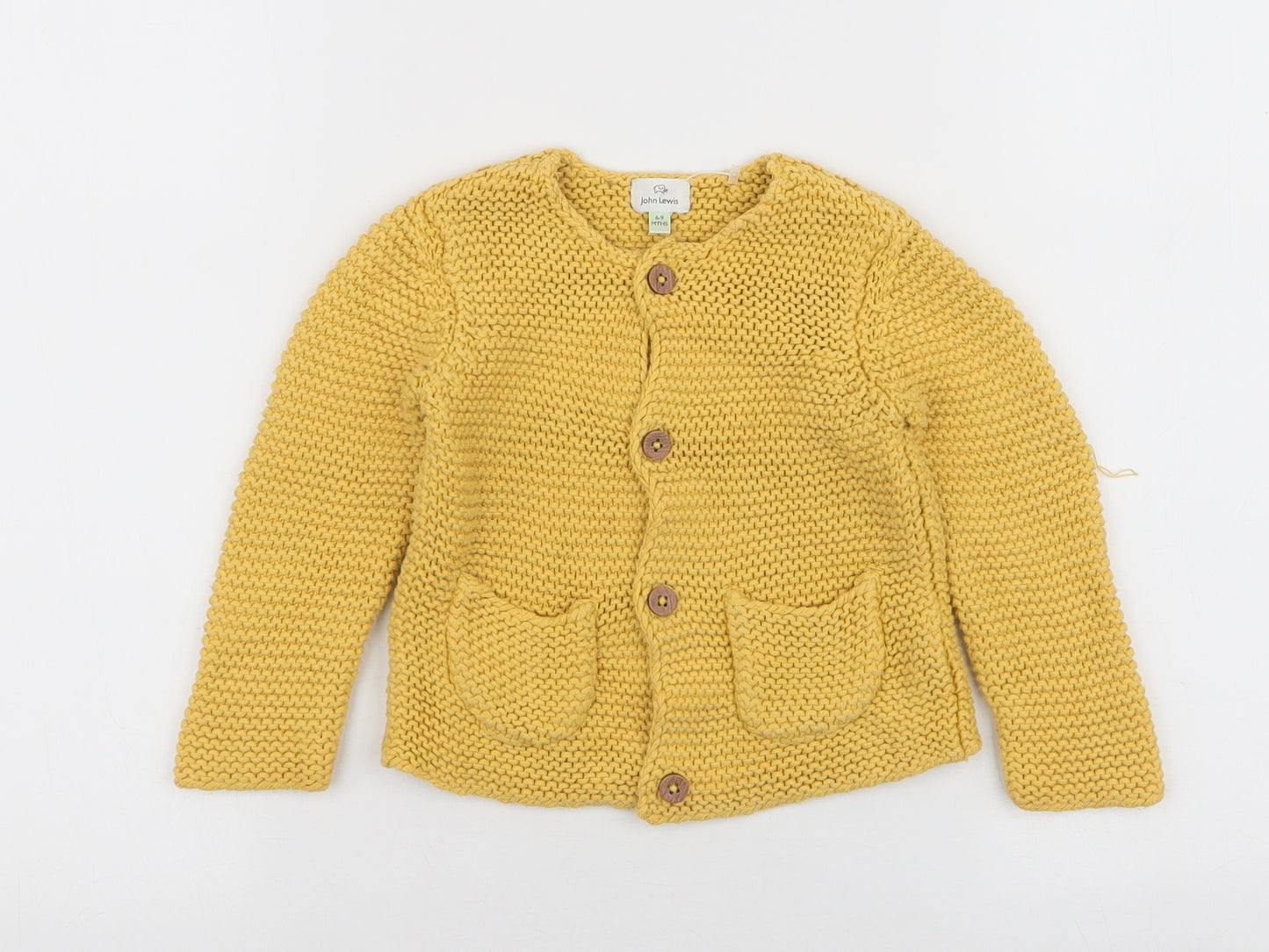 John Lewis  Baby Yellow  100% Cotton Cardigan Jumper Size 6-9 Months  Button
