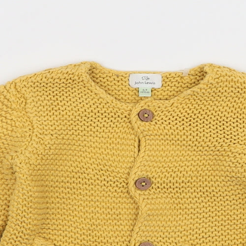 John Lewis  Baby Yellow  100% Cotton Cardigan Jumper Size 6-9 Months  Button