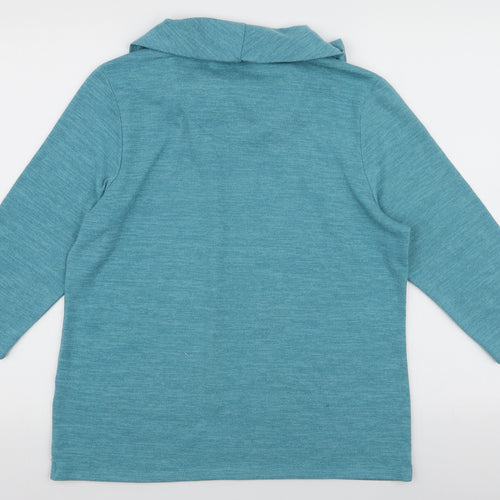 Tigi Womens Blue Roll Neck Floral Polyester Pullover Jumper Size 14   - Feathers