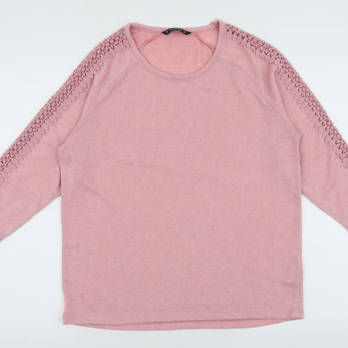 Dunnes Stores Womens Pink Round Neck  Polyester Pullover Jumper Size M
