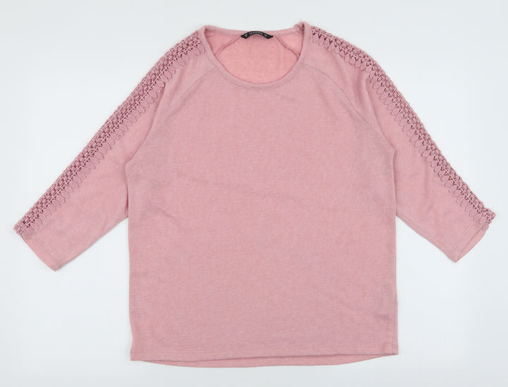 Dunnes Stores Womens Pink Round Neck Polyester Pullover Jumper Size M