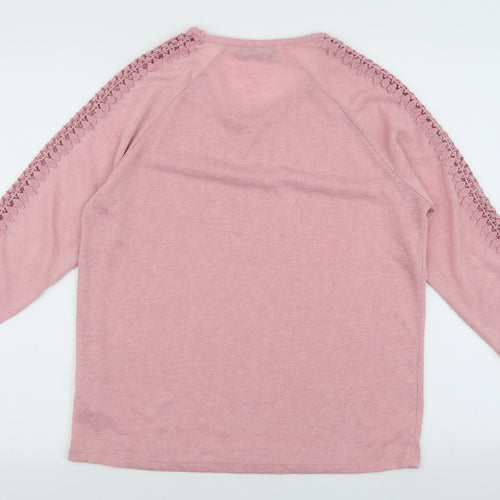 Dunnes Stores Womens Pink Round Neck  Polyester Pullover Jumper Size M