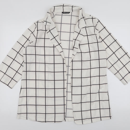 SheIn Womens White Plaid  Jacket  Size M