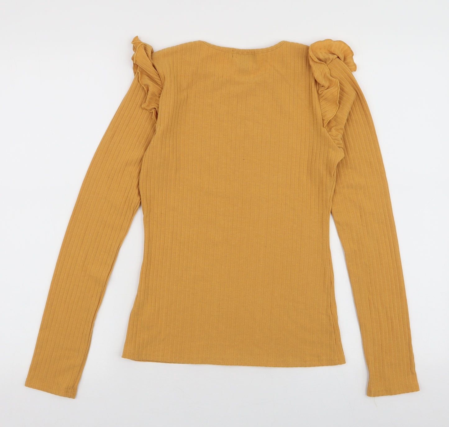New Look Womens Yellow  Polyester Jersey T-Shirt Size 10 Round Neck