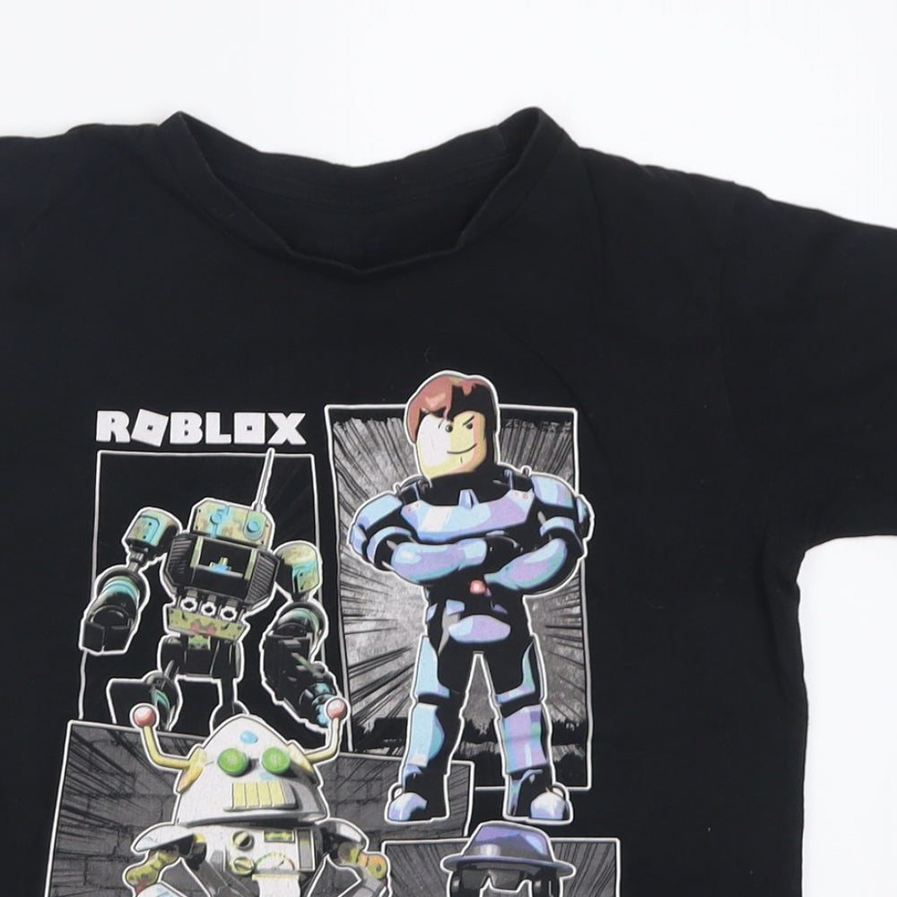 Matalan Boys Black  Cotton Basic T-Shirt Size 9-10 Years Crew Neck Pullover - Roblox