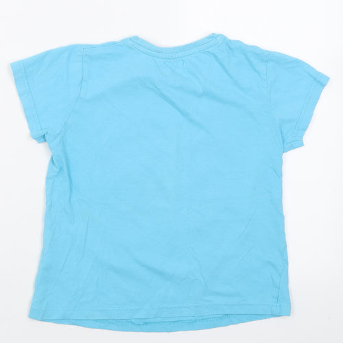 Preworn Boys Blue  Cotton Basic T-Shirt Size 8 Years Crew Neck Pullover - Lets smile together