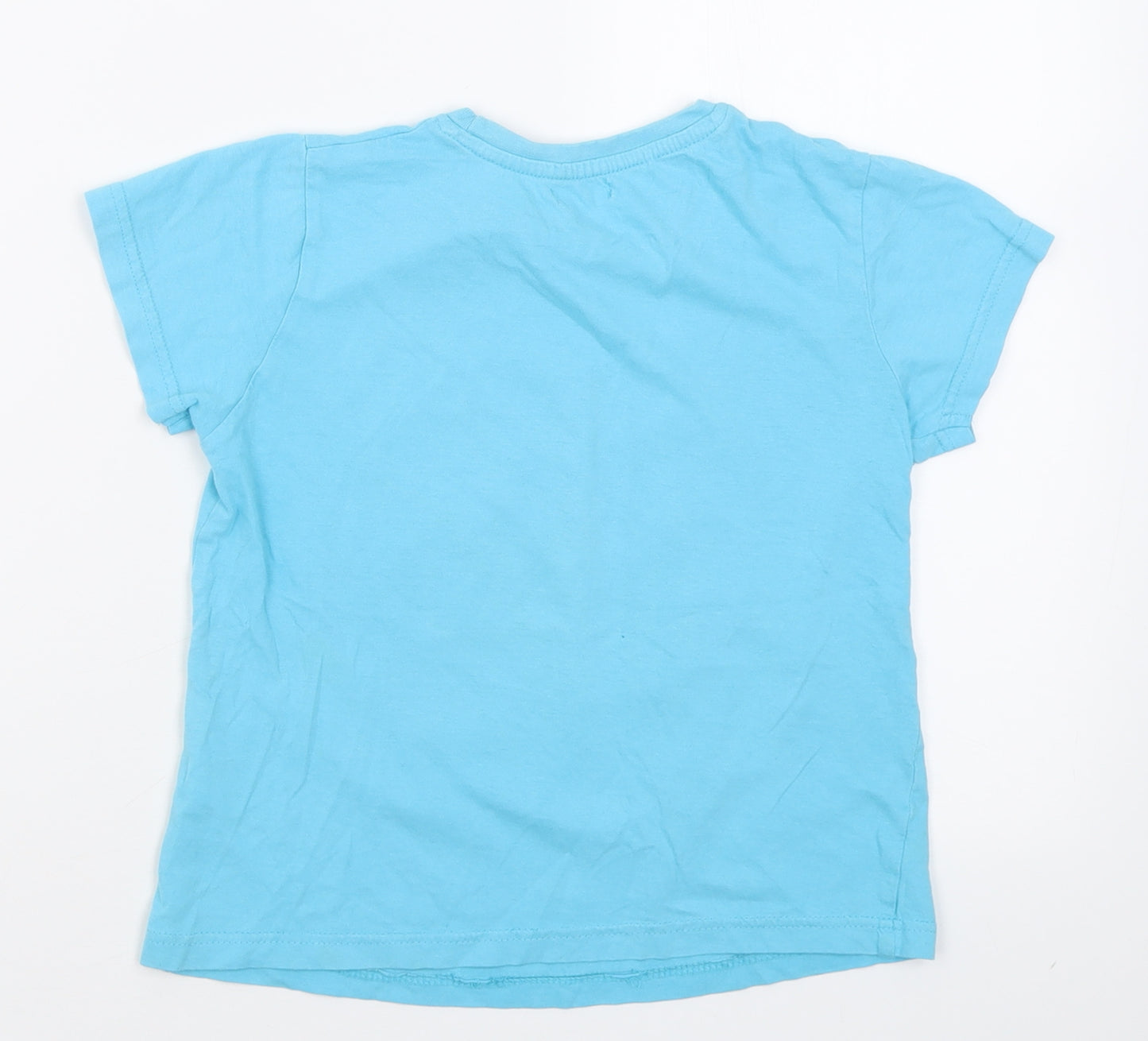 Preworn Boys Blue  Cotton Basic T-Shirt Size 8 Years Crew Neck Pullover - Lets smile together